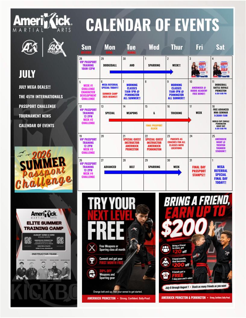 Amerikick July 2026 Newsletter — July Calendar of Events
