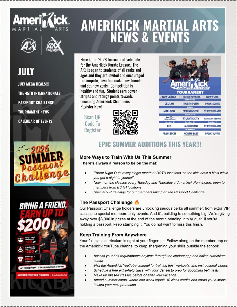 Amerikick July 2026 Newsletter — News, Events & Passport Challenge