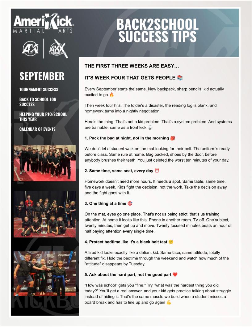 Amerikick September 2026 Newsletter — Back2School success tips