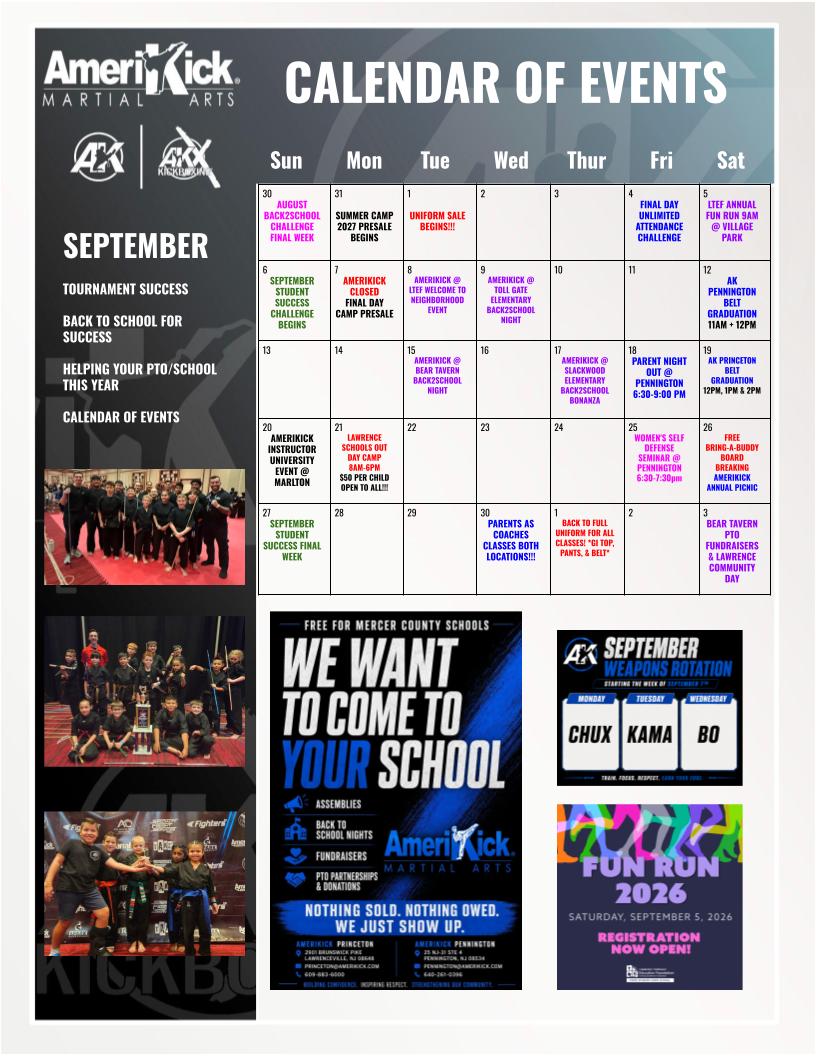 Amerikick September 2026 Newsletter — September Calendar of Events