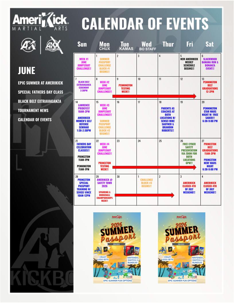 Amerikick June 2026 Newsletter — Calendar of Events