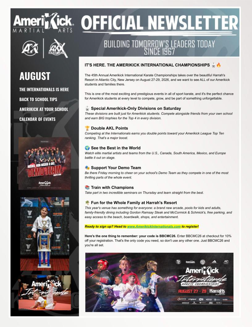 Amerikick August 2026 Newsletter — The Amerikick Internationals