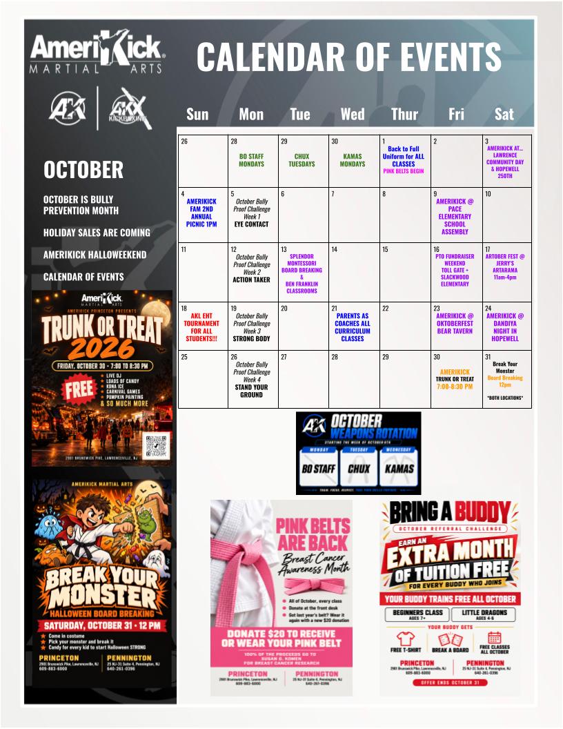 Amerikick October 2026 Newsletter — October Calendar of Events